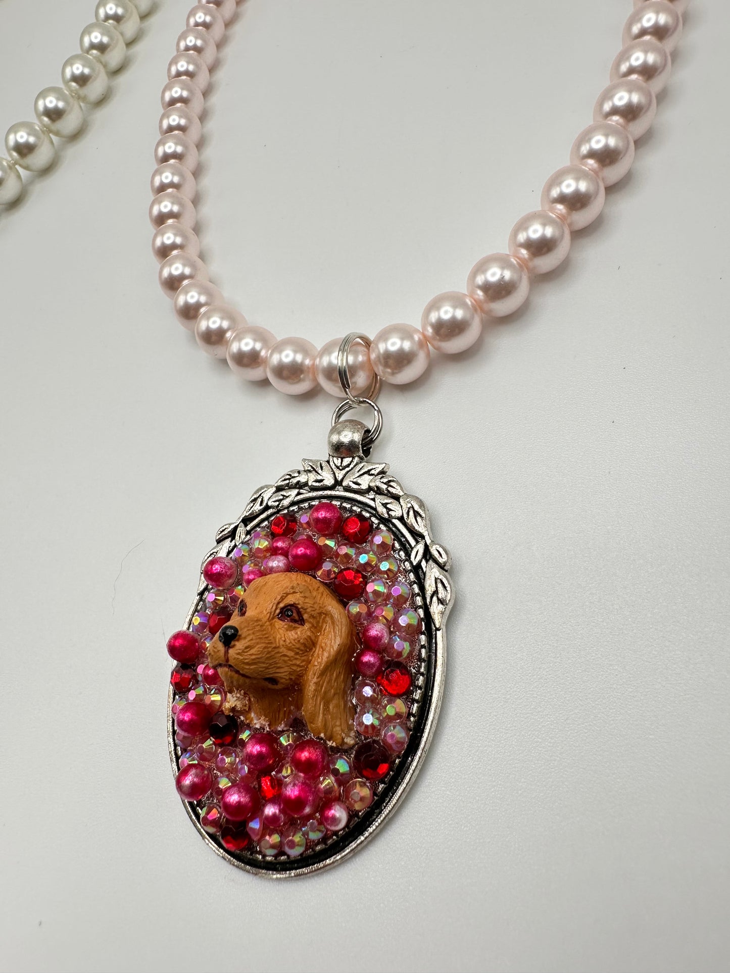 Ruby Raspberry Pink Dog Necklace