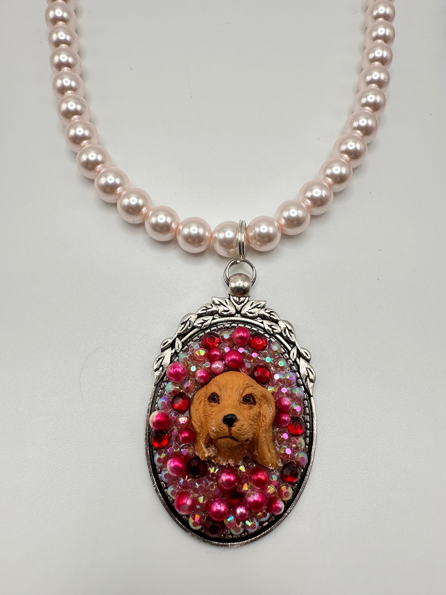 Ruby Raspberry Pink Dog Necklace