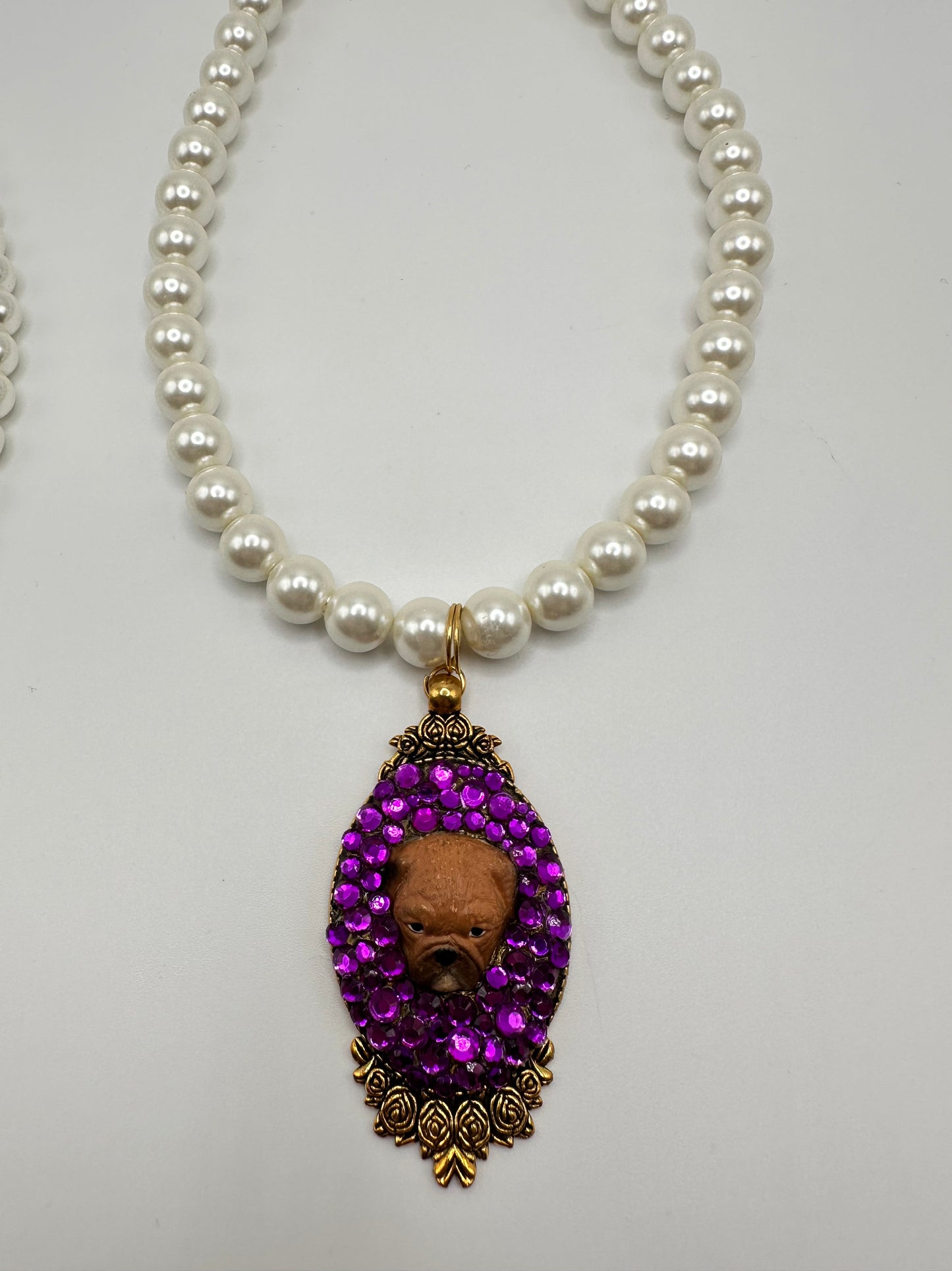 Purple Priss Bulldog Necklace