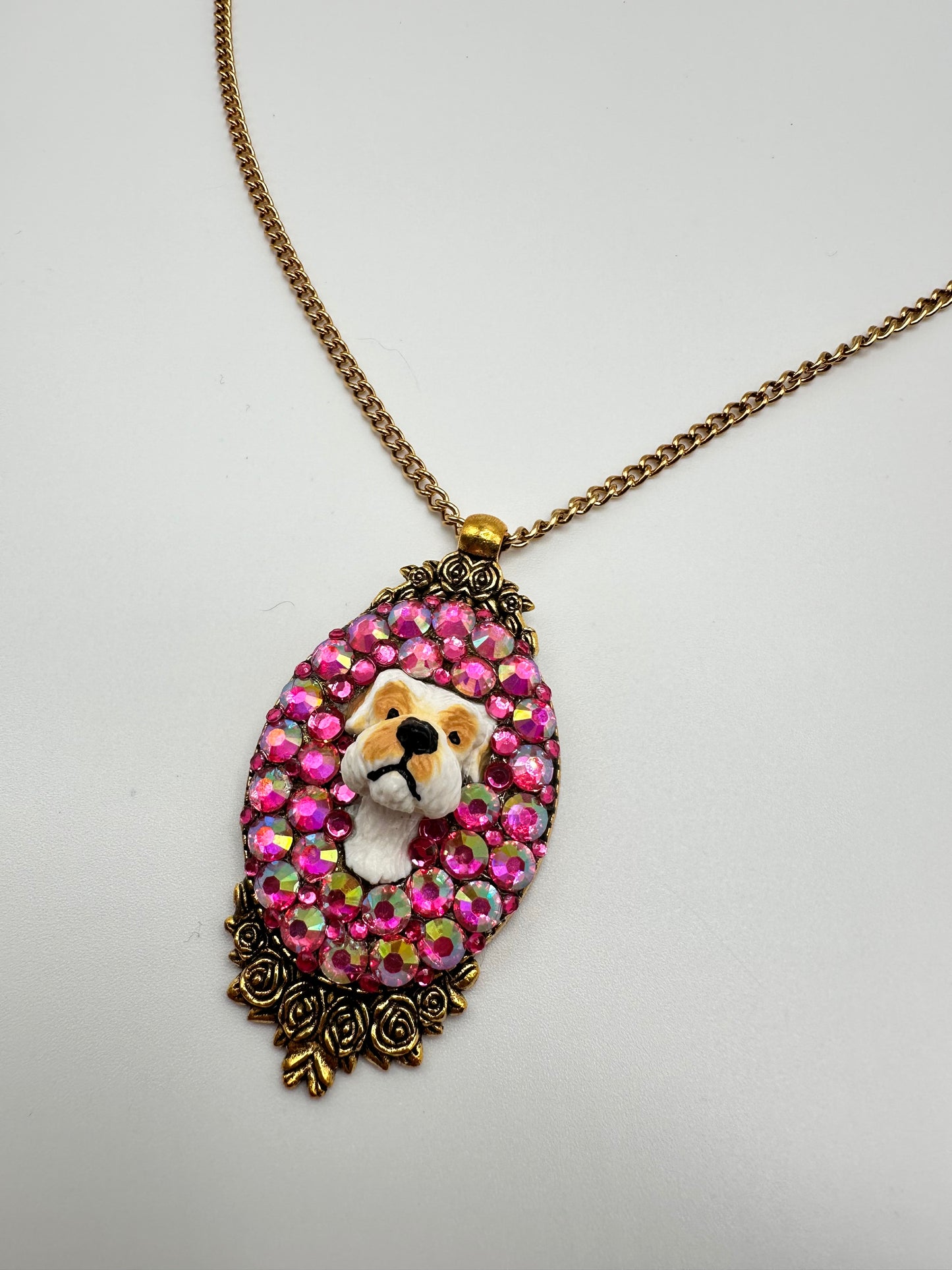 Pink Pup Goldtone Regal Necklace