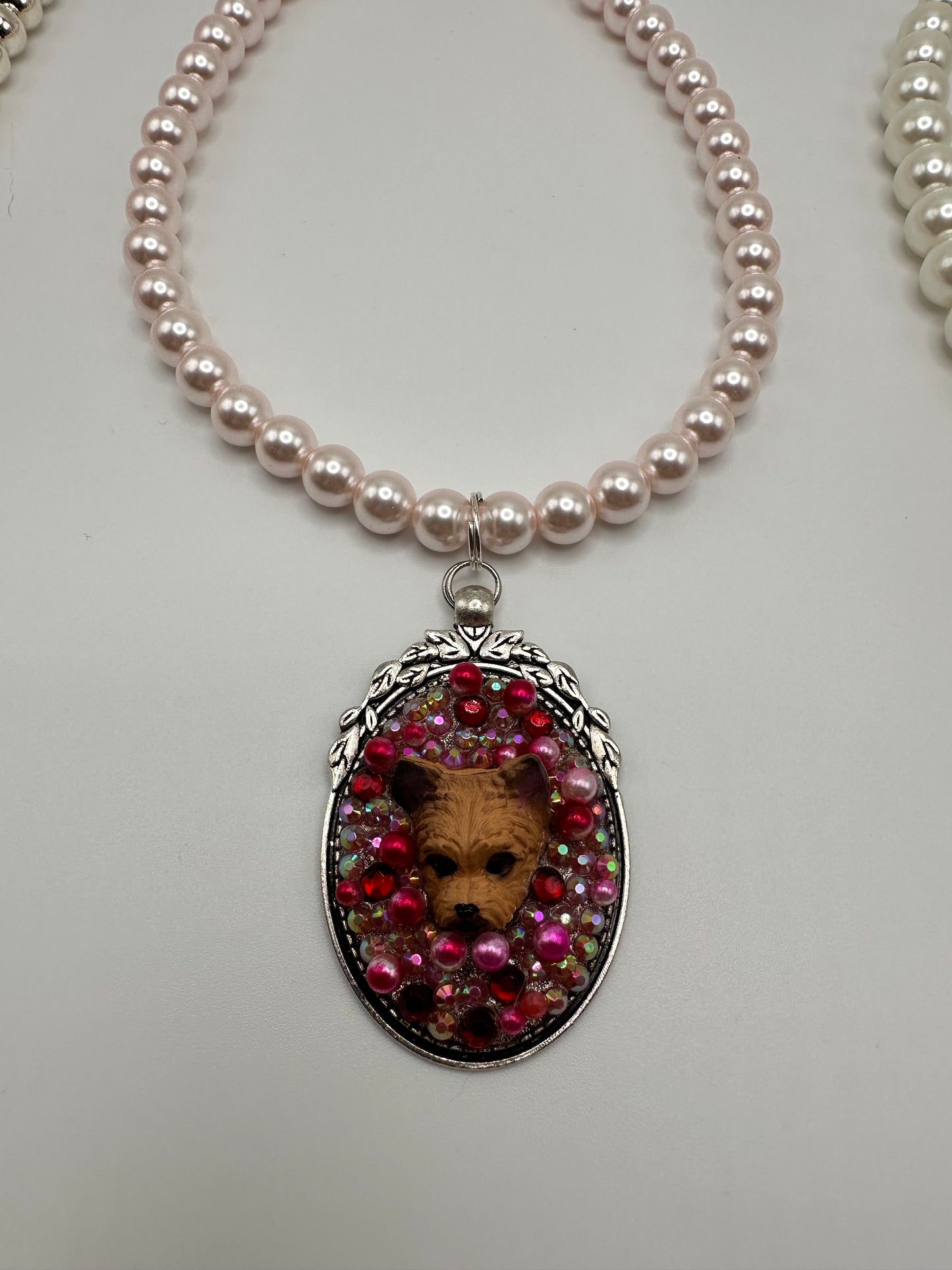 Ruby Yorkie Pink Pearl Necklace