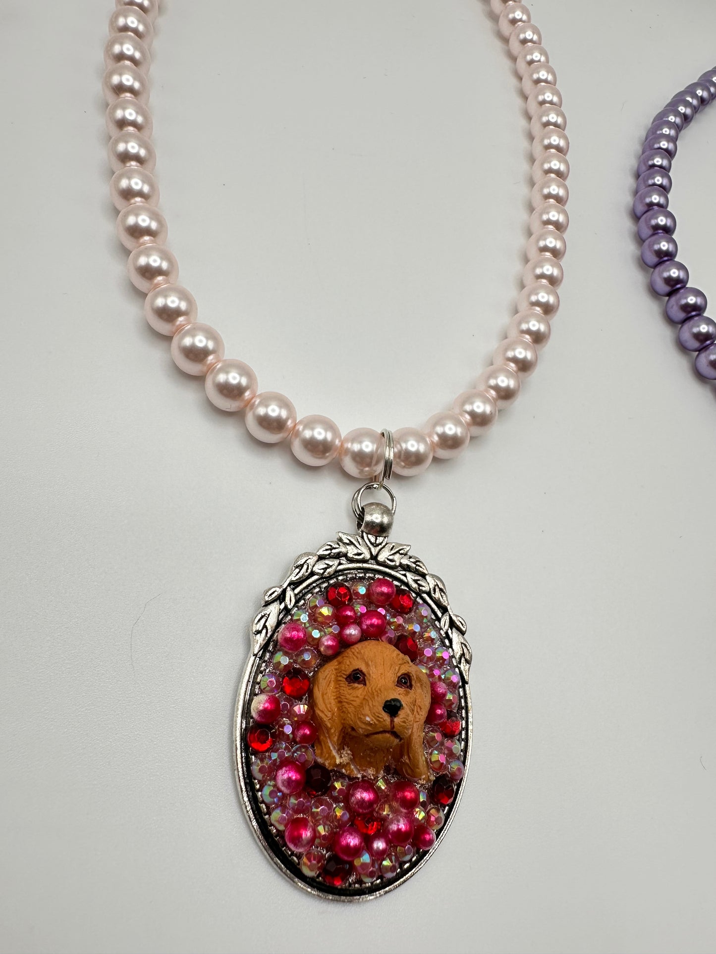 Ruby Raspberry Pink Dog Necklace