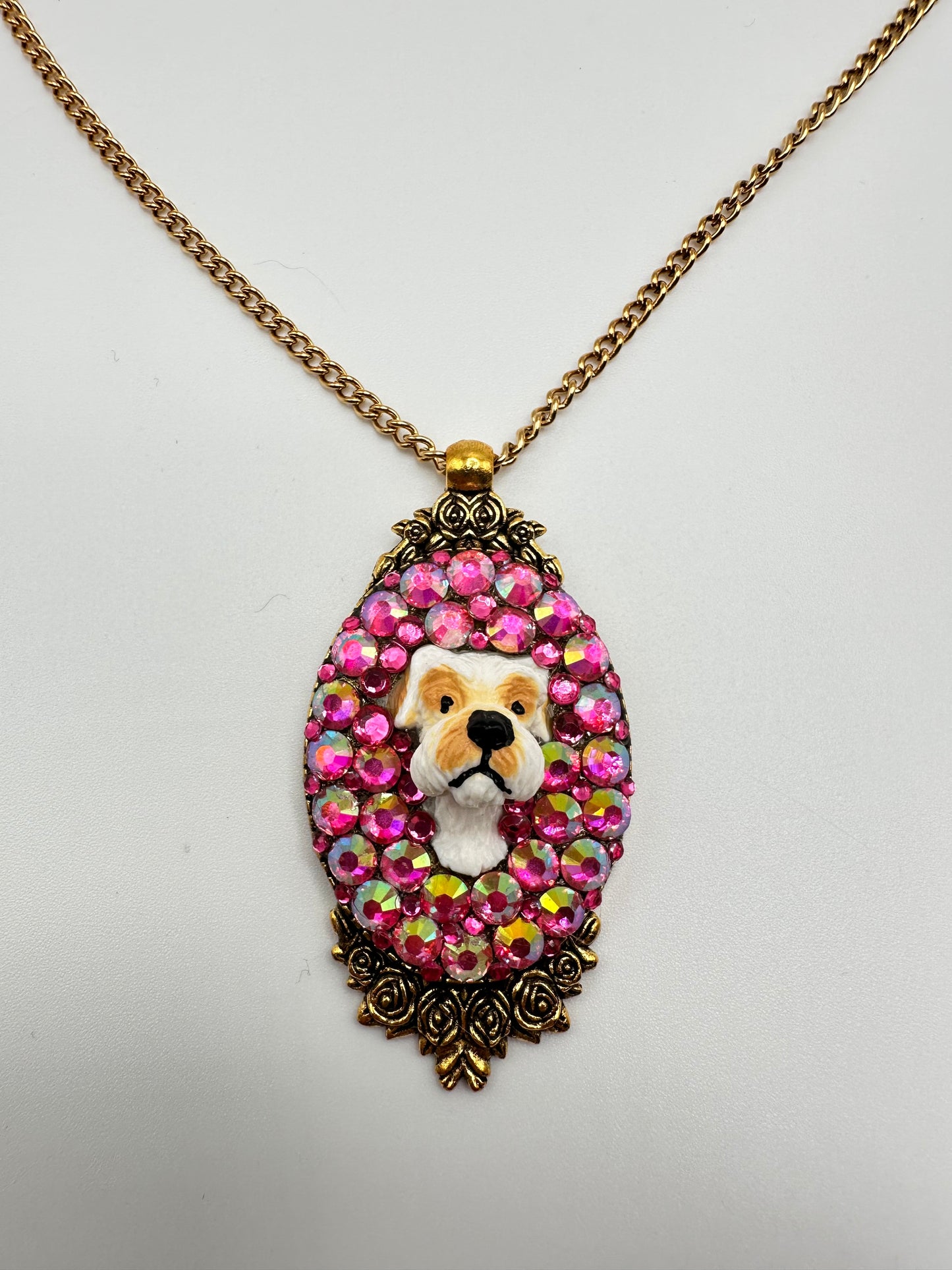 Pink Pup Goldtone Regal Necklace