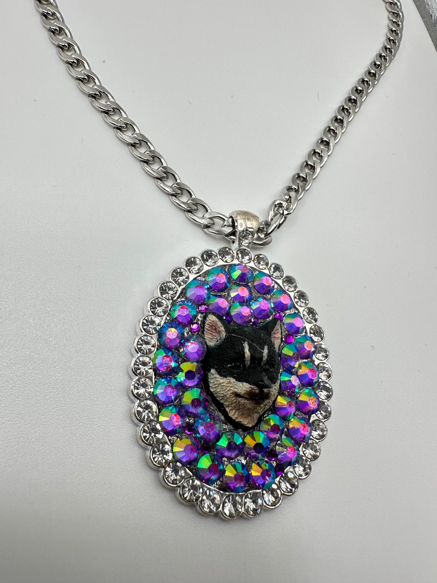 Purple Kaleidoscopic Pup Necklacd