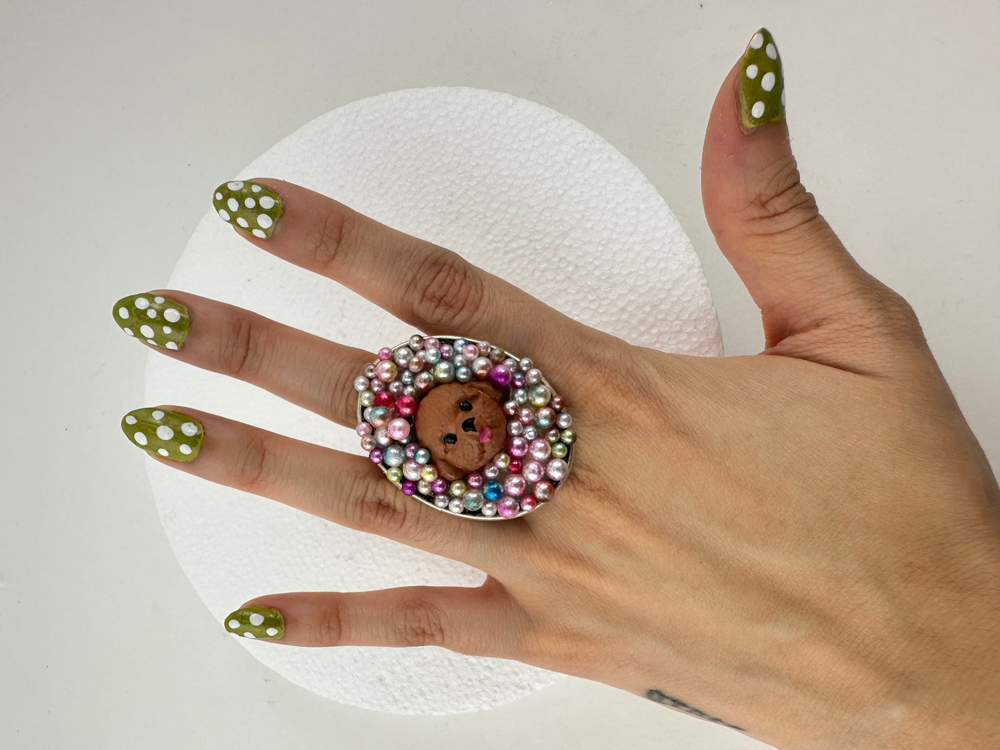 Poodles n' Pastel Pearls Ring