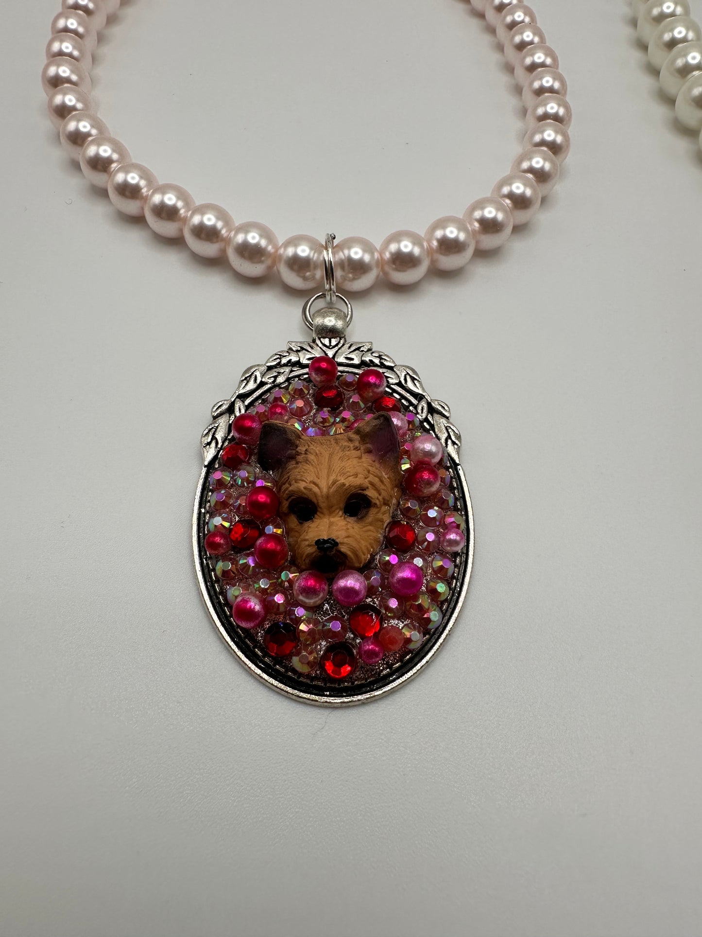 Ruby Yorkie Pink Pearl Necklace