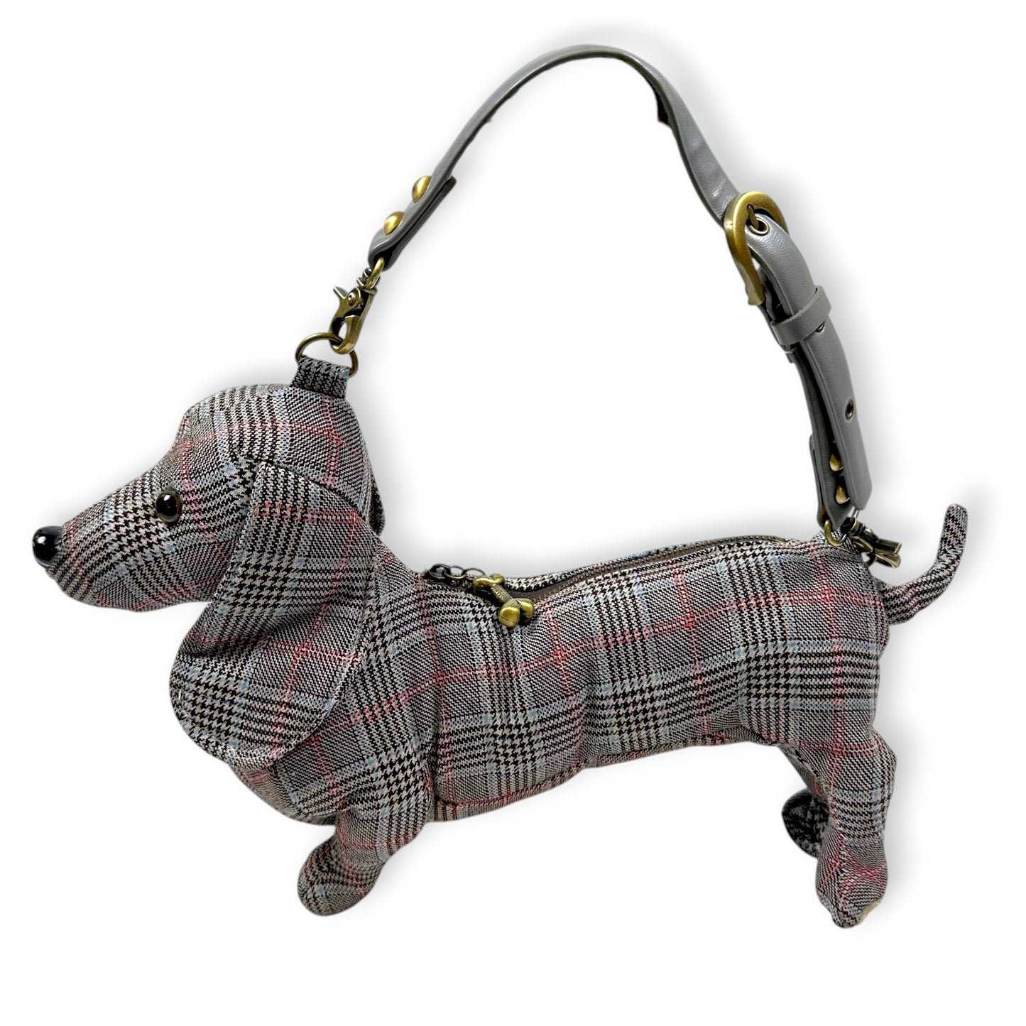 Vintage Fuzzy Nation Plaid Daschund Purse