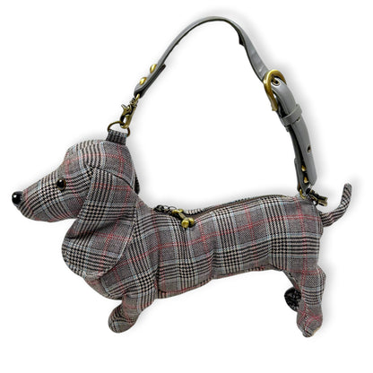 Vintage Fuzzy Nation Plaid Daschund Purse