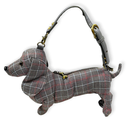 Vintage Fuzzy Nation Plaid Daschund Purse