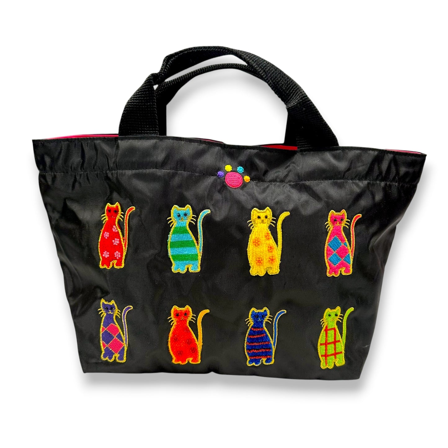 Vintage Cat Themed Embroidered Handle Purse
