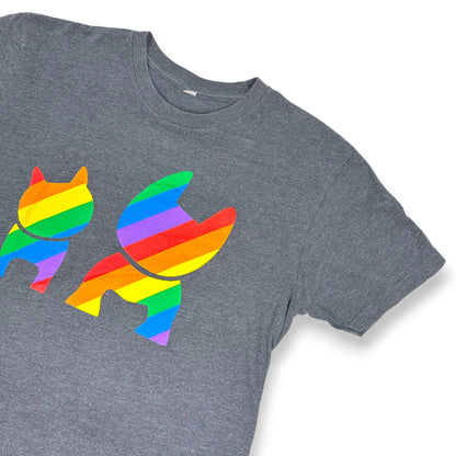 Rainbow Frenchie Silohuettes Grey Tee