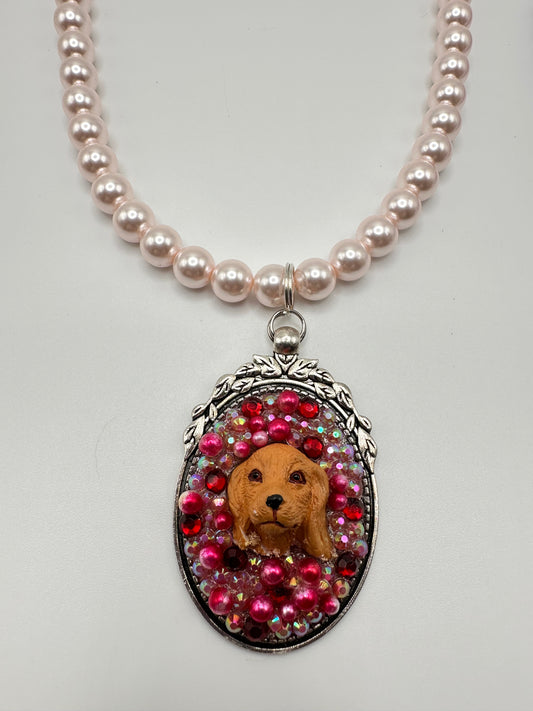 Ruby Raspberry Pink Dog Necklace
