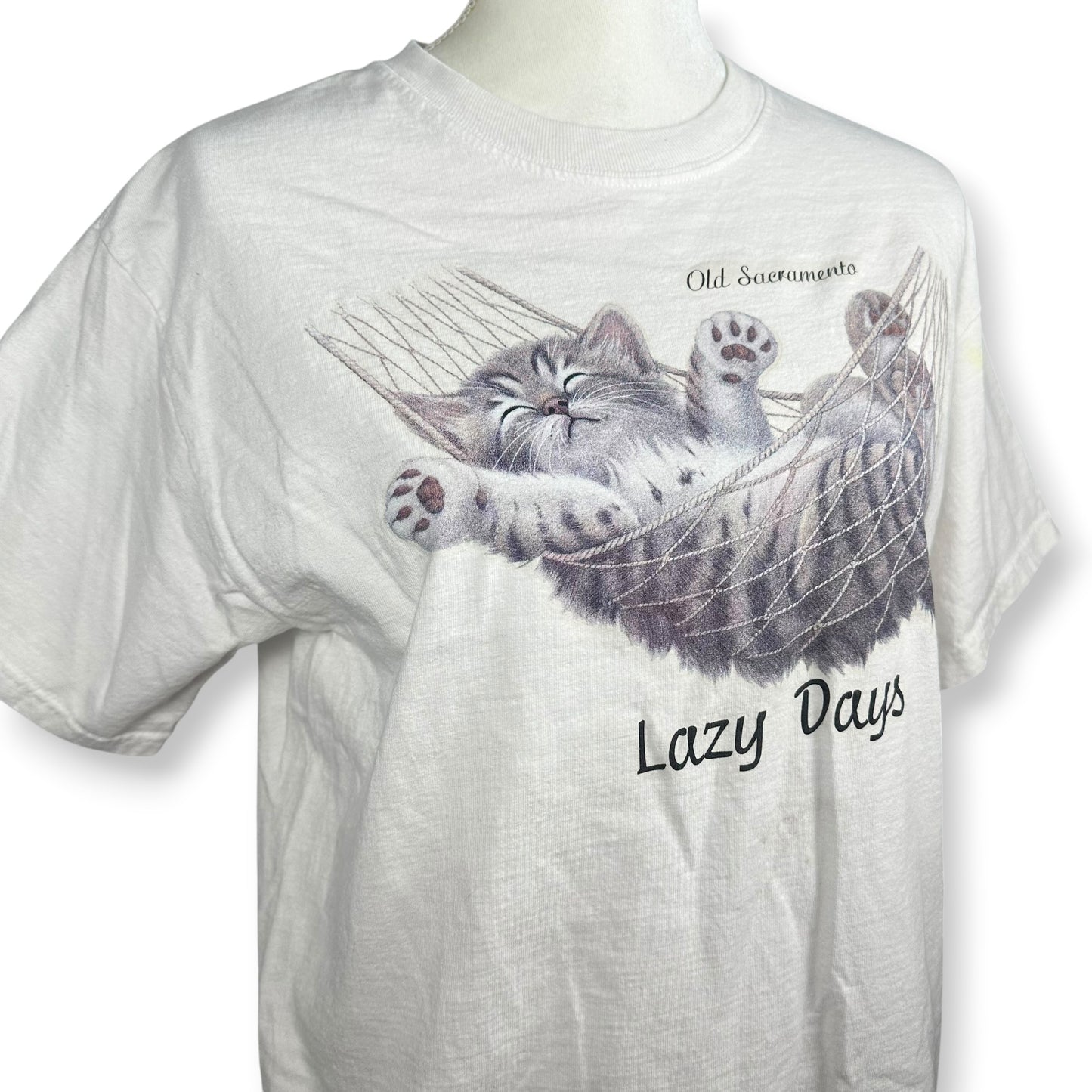 Lazy Days Cat in Hammock Vintage Tee