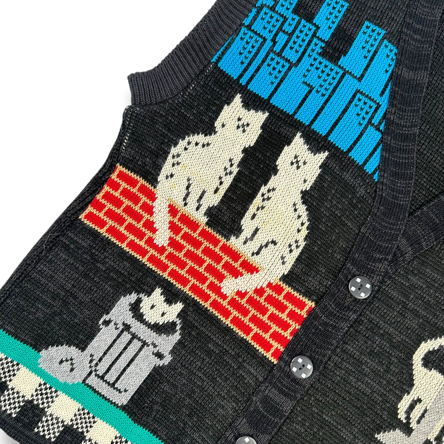 Vintage Knit Kitties in the City Sweater Vest