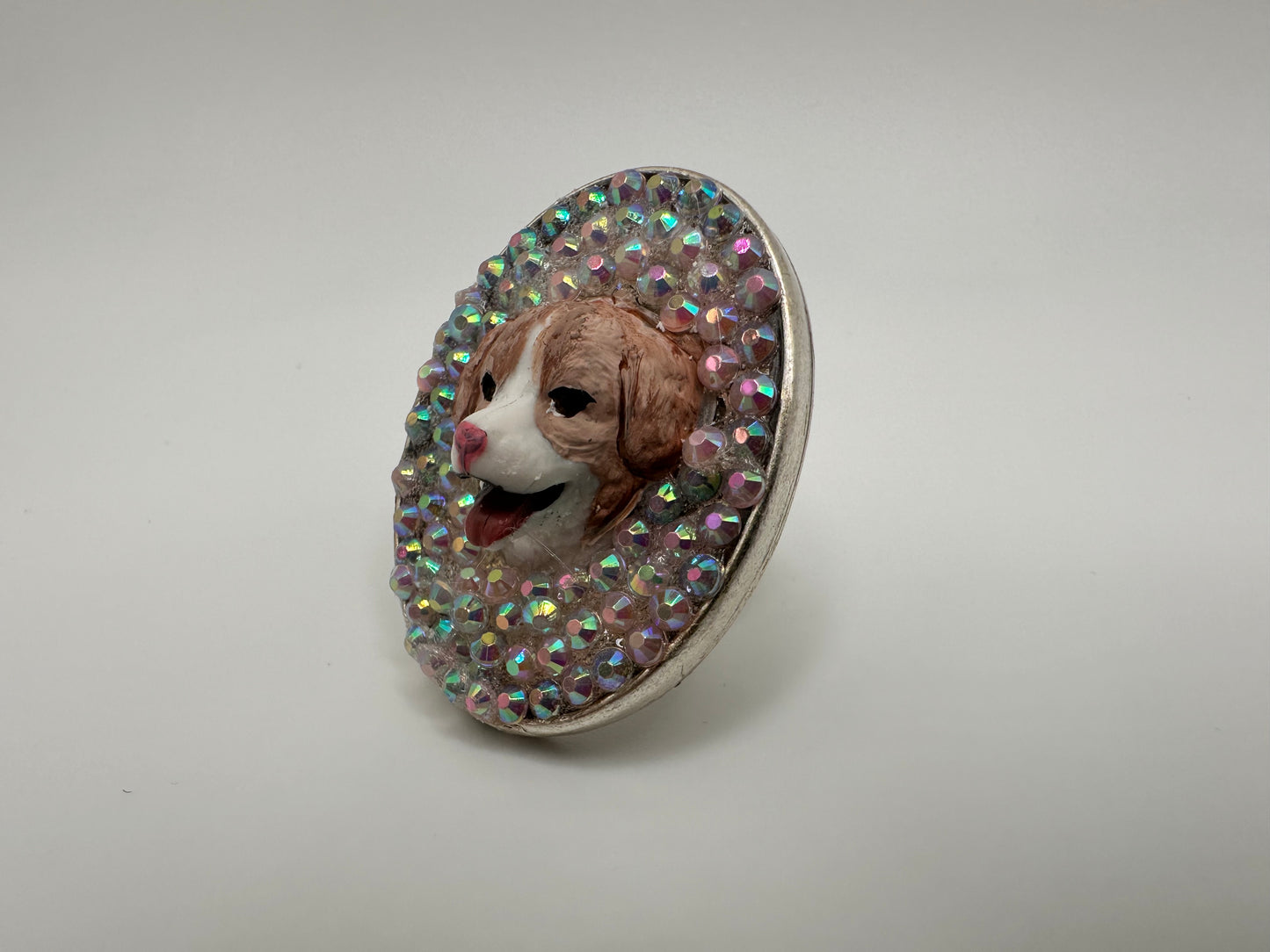 Precious Pastel Pup Rhinestone Ring