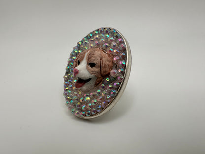 Precious Pastel Pup Rhinestone Ring
