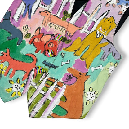 Vintage Handpainted Striped Dog Themed Vest