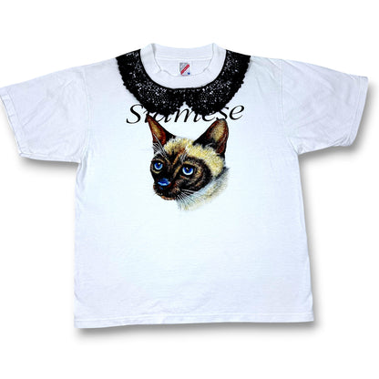 Vintage Siamese Cat Tee with Lace Collar