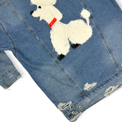 Vintage Upcycled Embroidered Patches Denim Jacket Dog Themed