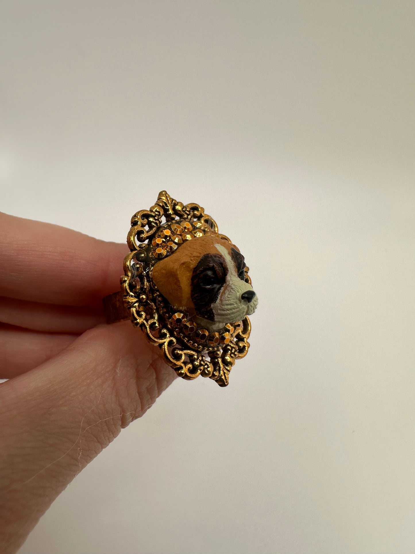 Boxer Bedazzled Golden Royalty Ring