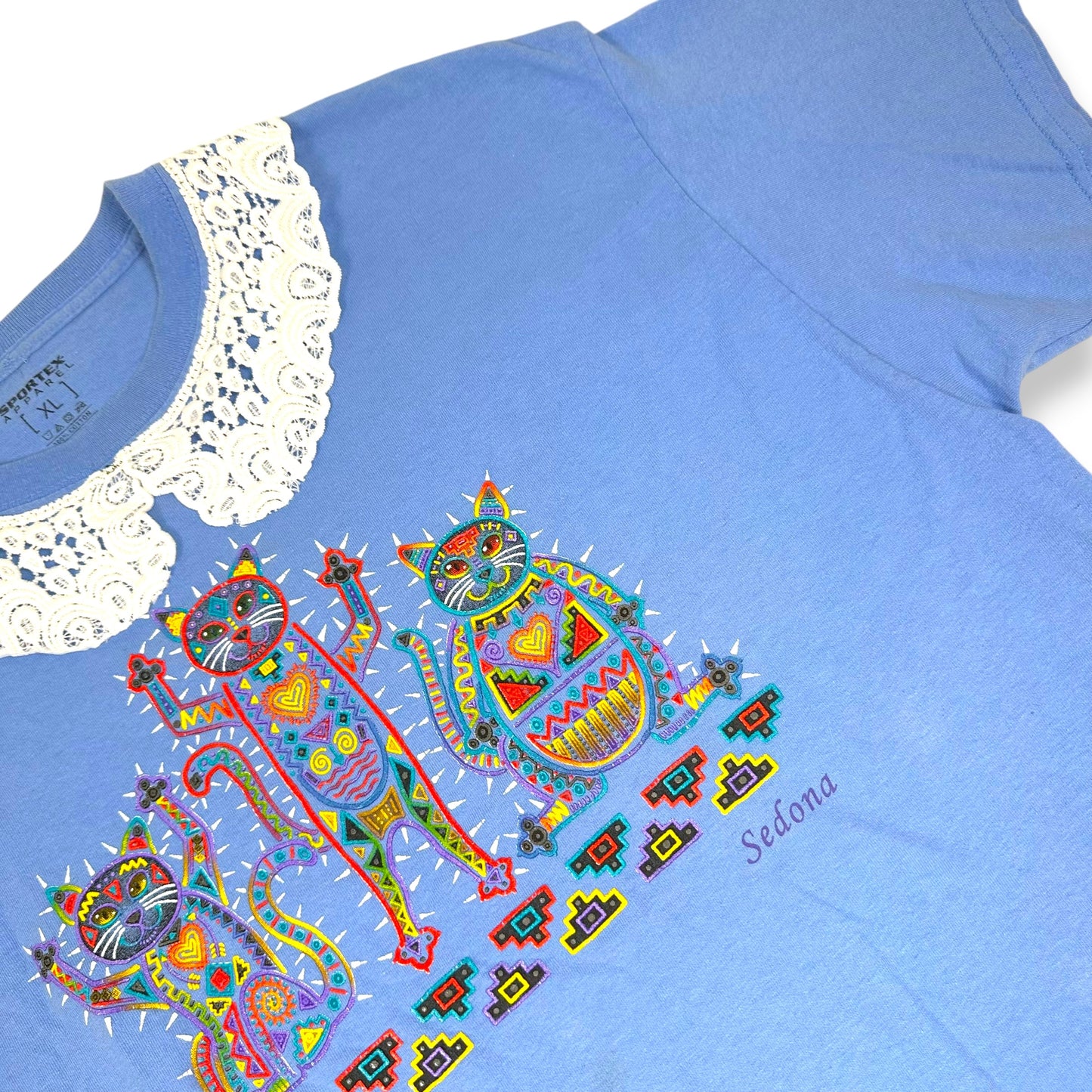 Cactus Cats Astec Vintage Tee with Lace Collar