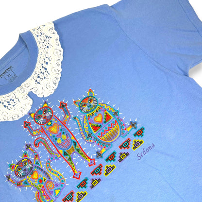 Cactus Cats Astec Vintage Tee with Lace Collar