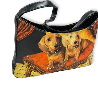 Y2K Rhinestone Darling Daschunds Shoulder Purse