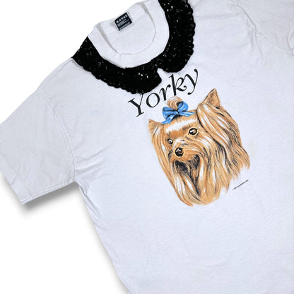 Vintage Yorky Dog with Blue Bow Tee