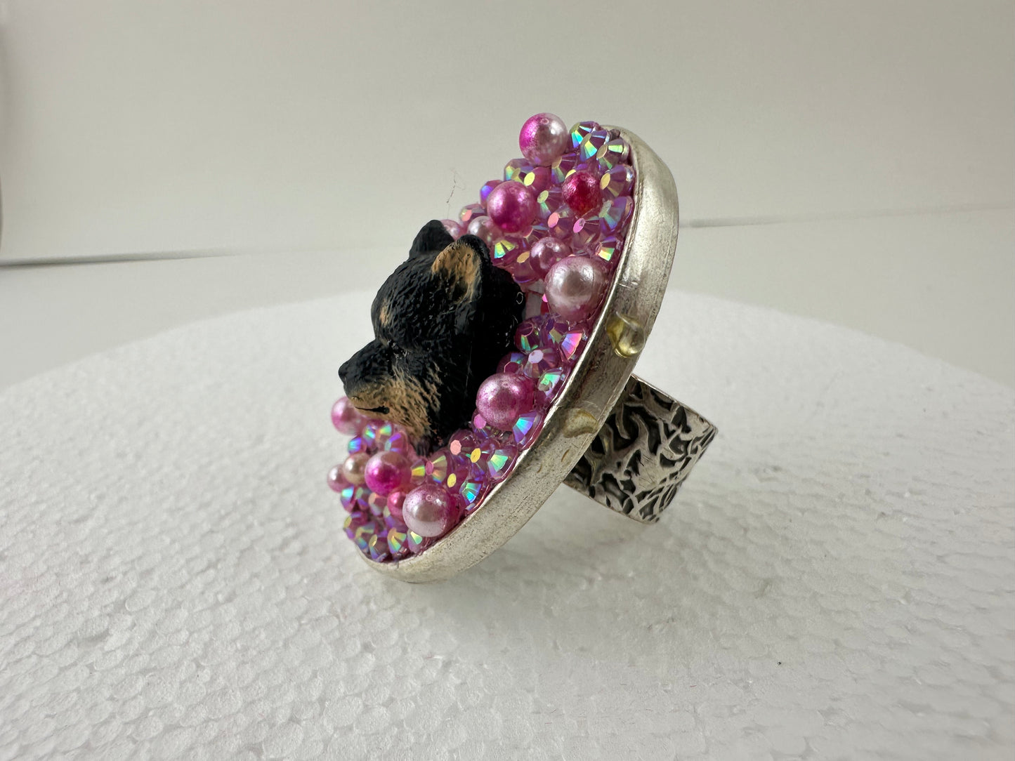 Pretty n' Pink Pearl Shiba Inu Pomeranian Ring