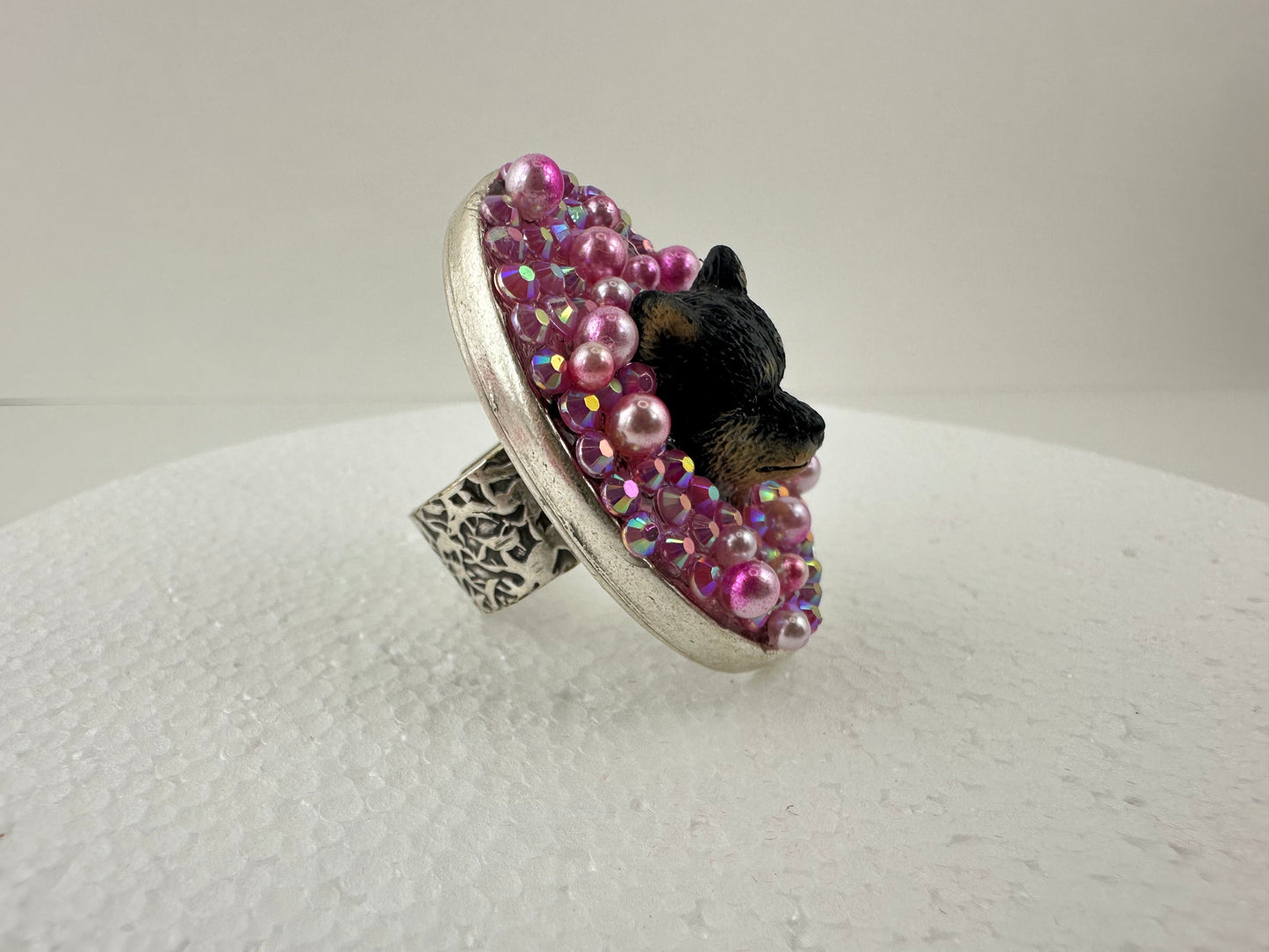 Pretty n' Pink Pearl Shiba Inu Pomeranian Ring