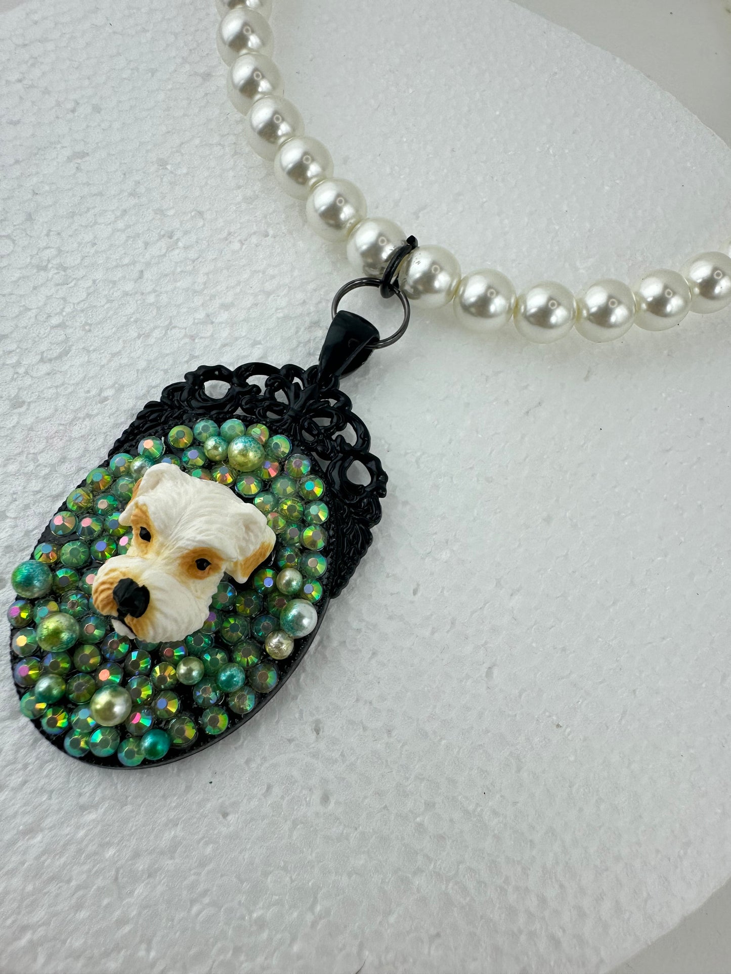 Terrier in Emerald City Pearl Necklace