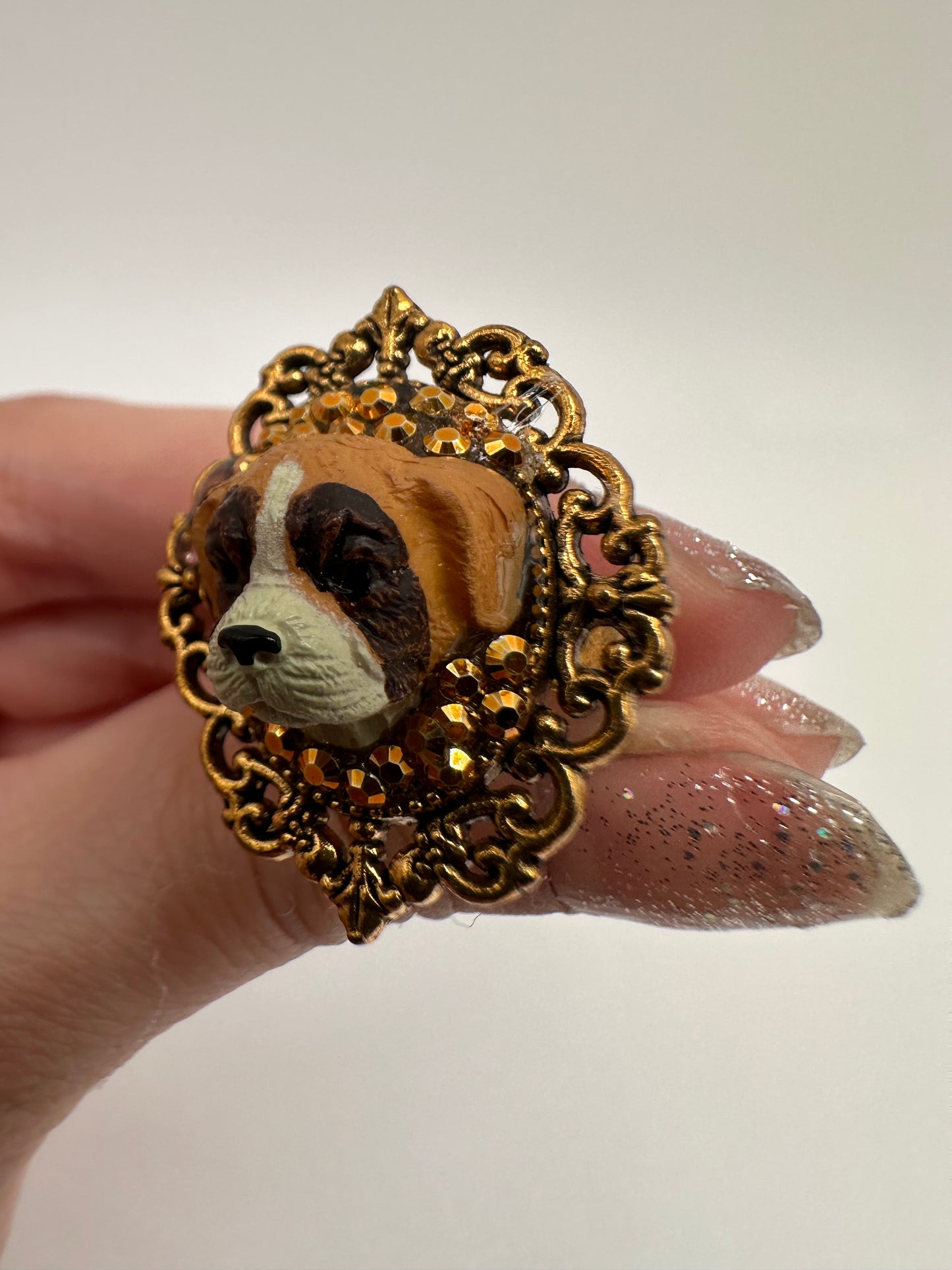 Boxer Bedazzled Golden Royalty Ring