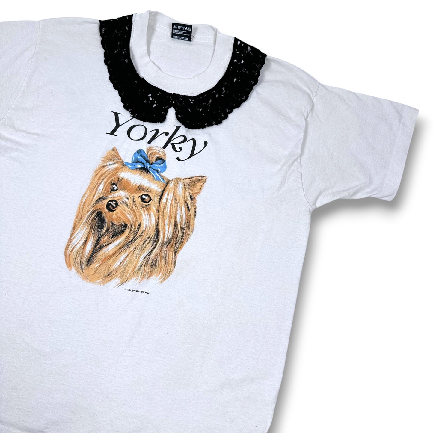Vintage Yorky Dog with Blue Bow Tee
