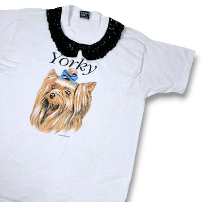 Vintage Yorky Dog with Blue Bow Tee