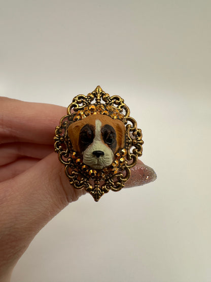 Boxer Bedazzled Golden Royalty Ring