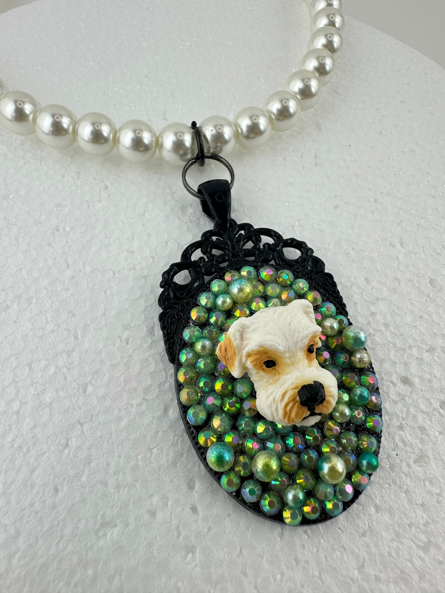 Terrier in Emerald City Pearl Necklace