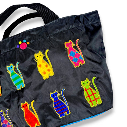 Vintage Cat Themed Embroidered Handle Purse