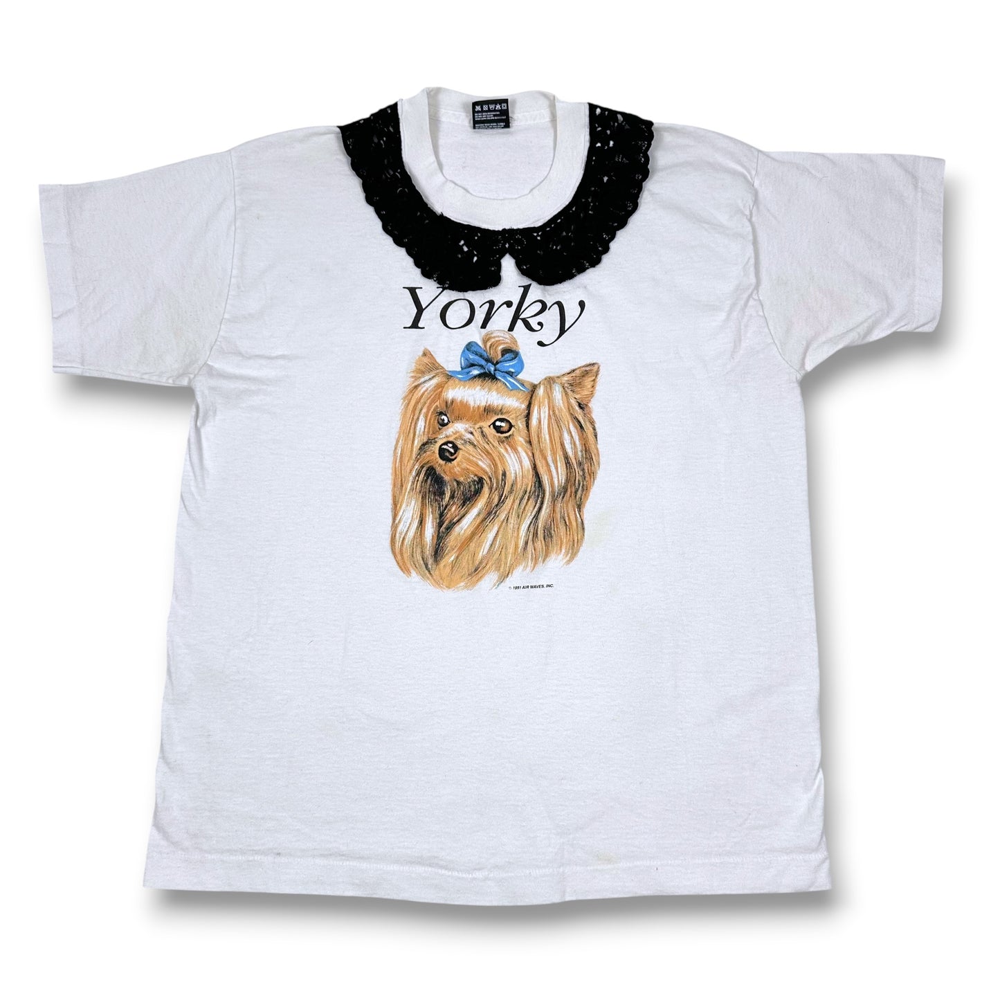 Vintage Yorky Dog with Blue Bow Tee
