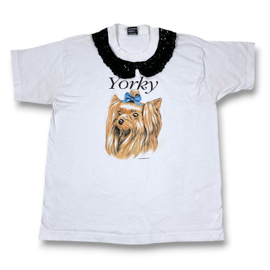 Vintage Yorky Dog with Blue Bow Tee