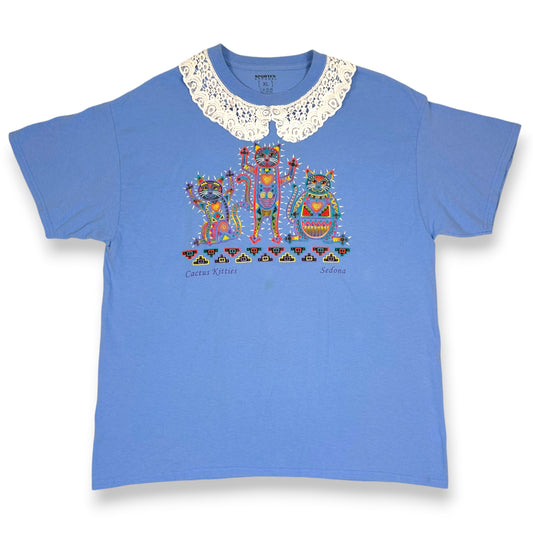 Cactus Cats Astec Vintage Tee with Lace Collar