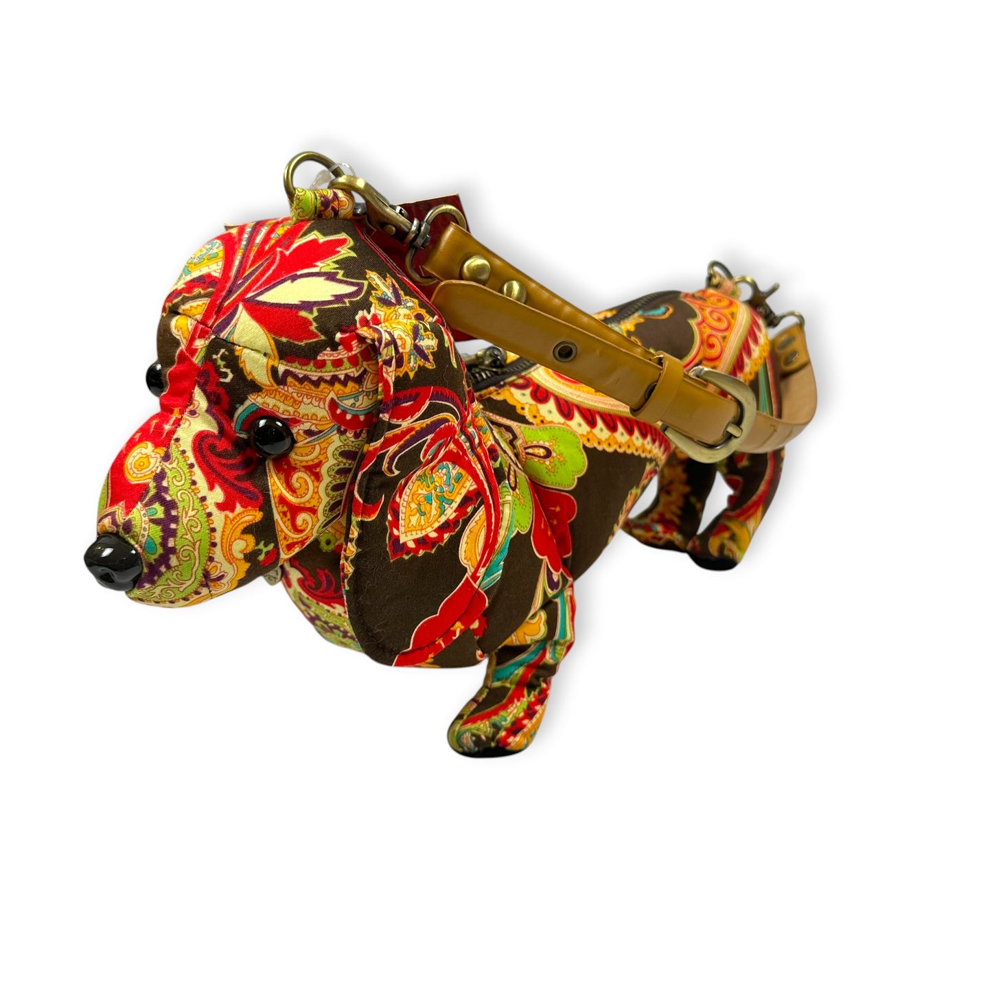 Vintage Fuzzy Nation Daschund Paisley Print Purse