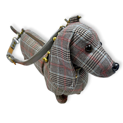 Vintage Fuzzy Nation Plaid Daschund Purse