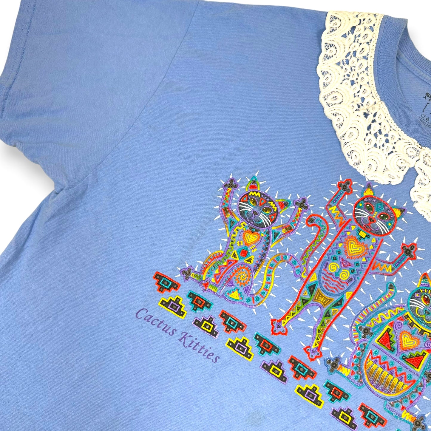 Cactus Cats Astec Vintage Tee with Lace Collar