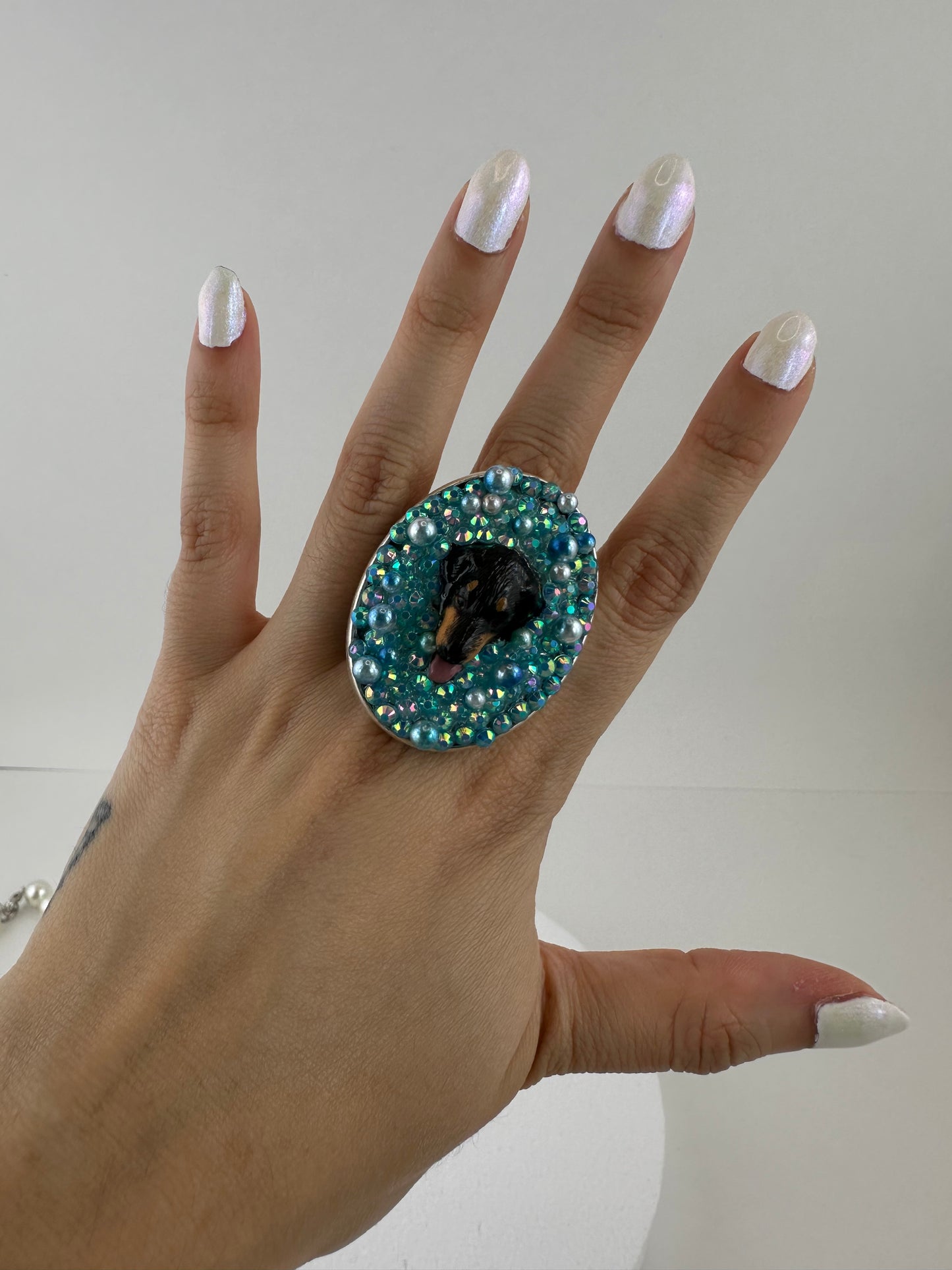 Dipped in Blue Doberman Pearlescent Ring