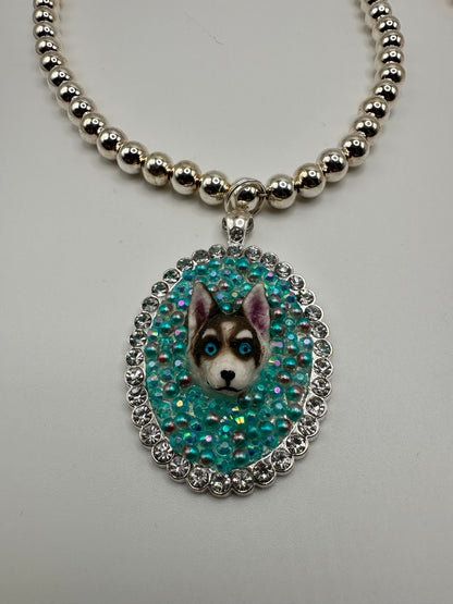 Hoot of a Husky Silver Necklace