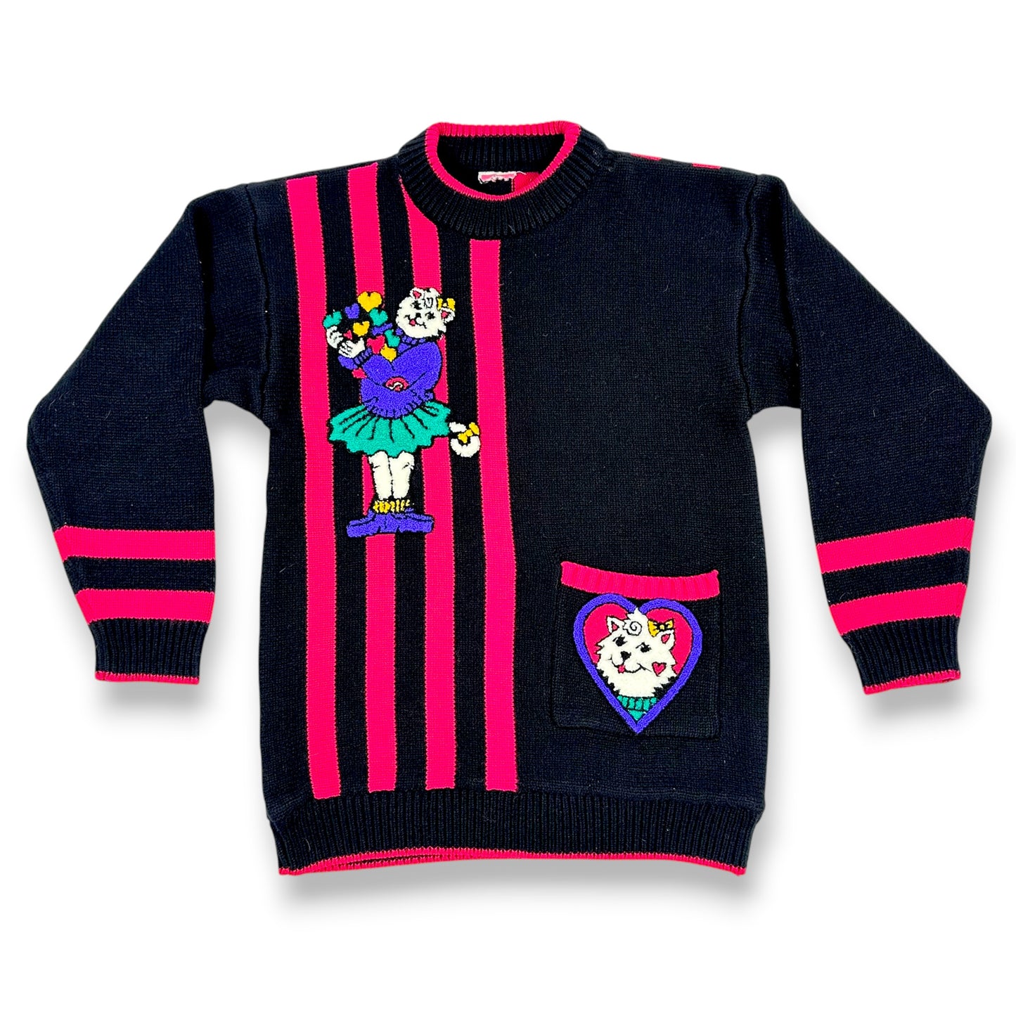 Vintage 80’s Bright Cat Sweater