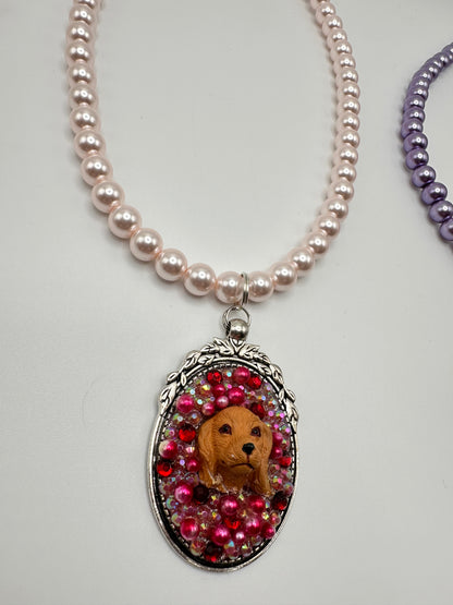 Ruby Raspberry Pink Dog Necklace