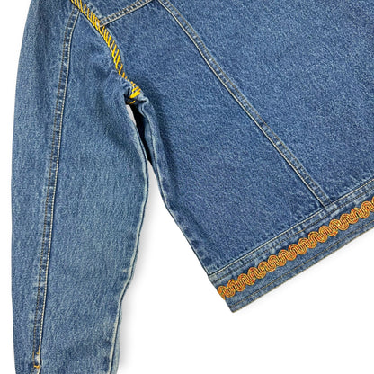 Vintage Handmade Embroidered Dog Themed Denim Jacket
