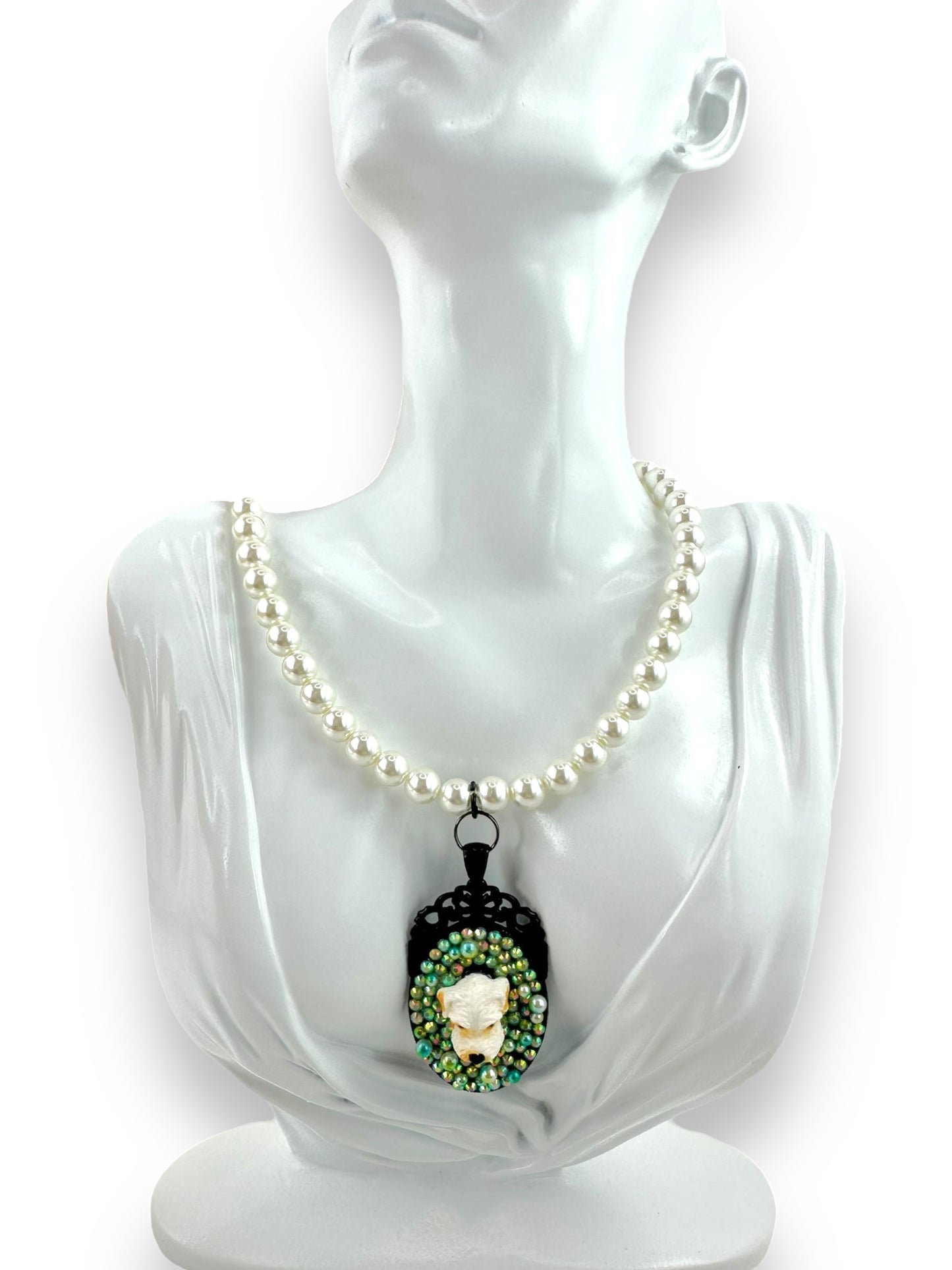 Terrier in Emerald City Pearl Necklace