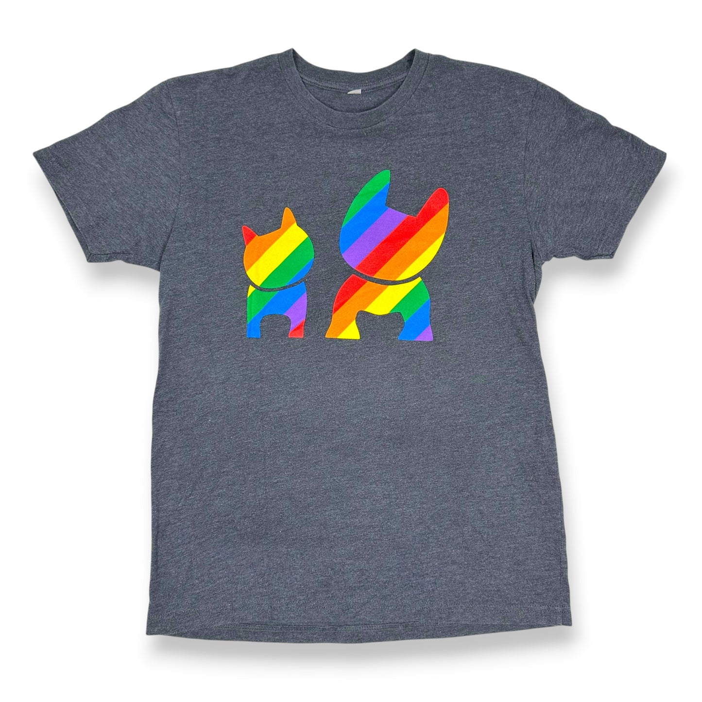 Rainbow Frenchie Silohuettes Grey Tee
